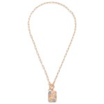 Gold T-Bar Initial Pendant Necklace Featuring Rhinestone Accents 

- Approximately 14" L