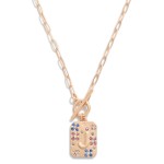 Wholesale gold T Bar Initial Pendant Necklace Rhinestone Accents L