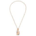 Gold T-Bar Initial Pendant Necklace Featuring Rhinestone Accents 

- Approximately 14" L