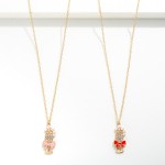 Wholesale chain Link Necklace Rhinestone Pearl Enamel Champagne Glass Pendant L