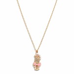 Wholesale chain Link Necklace Rhinestone Pearl Enamel Champagne Glass Pendant L