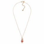 Wholesale chain Link Necklace Rhinestone Pearl Enamel Champagne Glass Pendant L