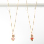 Wholesale chain Link Necklace Rhinestone Pearl Enamel Champagne Glass Pendant L