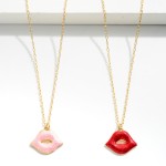 Wholesale chain Link Pendant Necklace Glitter Lips L W Extender Pendant L