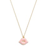 Wholesale chain Link Pendant Necklace Glitter Lips L W Extender Pendant L