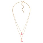 Wholesale layered Chain Link Necklace Enamel Rose Heart Cowboy Boot Pendants L E