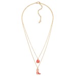 Wholesale layered Chain Link Necklace Enamel Rose Heart Cowboy Boot Pendants L E