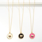Wholesale chain Link Necklace Enamel Cat Pendant L Extender L