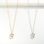 Wholesale chain Link Necklace Pearl Cat Pendant L Extender L