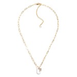 Wholesale chain Link Necklace Rhinestone Studded Pendant L Extender L