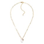 Chain Link Necklace Featuring Rhinestone Studded Pendant 

- Approximately 14" L
- Extender Approximately 3" L