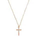 Wholesale chain Link Enamel Cross Pendant Necklace Rhinestone Accents L Extender