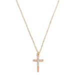 Chain Link Enamel Cross Pendant Necklace With Rhinestone Accents

- Approximately 15" L 
- Extender 3" L (Bead Accent At End of Extender) 