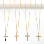 Wholesale chain Link Enamel Cross Pendant Necklace Rhinestone Accents L Extender