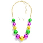 Wholesale earring Necklace Set Mardi Gras Disco Beads Stud Earrings L Extender L