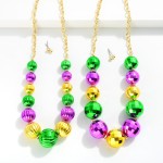 Earring and Necklace Set Featuring Mardi Gras Disco Beads and Stud Earrings

- Approximately 16" L
- Extender 3" L