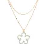 Wholesale layered Chain Link Necklace Flower Pendant L Extender L