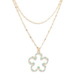 Layered Chain Link Necklace Featuring Flower Pendant

- Approximately 14-16" L
- Extender 3" L 