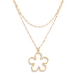 Layered Chain Link Necklace Featuring Flower Pendant

- Approximately 14-16" L
- Extender 3" L 