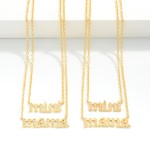 Wholesale dainty Chain Link Necklace Set Studded Mama Mini Pendants L Extenders