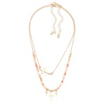 Wholesale piece Necklace Set Natural Stone Beaded Necklace Cross Pendant Accent