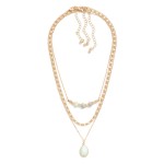 Wholesale piece Chain Link Necklace Set Semi Precious Stone Beaded Pendant Acce