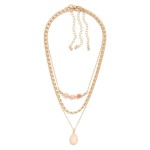 Wholesale piece Chain Link Necklace Set Semi Precious Stone Beaded Pendant Acce