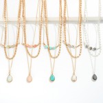 Wholesale piece Chain Link Necklace Set Semi Precious Stone Beaded Pendant Acce