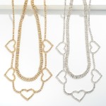 Set of Two Rhinestone Choker / Collar Necklaces Featuring Heart Details

- Approximately 12-14" L
- Extender 2" L