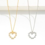 Wholesale dainty Chain Link Necklace Rhinestone Studded Heart Pendant L Extender