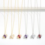 Wholesale dainty Chain Link Necklace Teardrop Cubic Zirconia Pendant Butterfly A