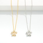 Wholesale dainty Chain Link Necklace Rhinestone Studded Star Pendant L Extender