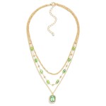 Wholesale layered Metal Chain Link Necklace Rhinestone Accents Rhinestone Pendan