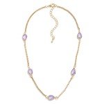 Wholesale gold Box Chain Necklace Pear Cut Rhinestones L Extender L