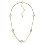 Gold Tone Box Chain Necklace Featuring Pear Cut Rhinestones

- Approximately 16" L
- Extender 3" L