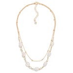 Layered Chain Link Necklace Featuring Natural Stone Beads

- Approximately 16" L
- Extender 3" L