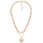 Wholesale layered Chain Link Necklace Metal Sun Pendant Faceted Bead Accents L E