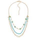 Wholesale layered Chain Link Necklace Daisy Beaded Accents L