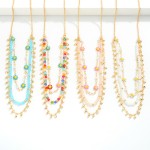 Wholesale layered Chain Link Necklace Daisy Beaded Accents L