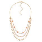 Wholesale layered Chain Link Necklace Daisy Beaded Accents L