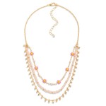 Layered Chain Link Necklace Featuring Daisy and Beaded Accents

- Approximately 16" L