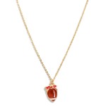 Dainty Chain Link Necklace Featuring Enamel Football Pendant With Bow

- Approximately 16" L 
- Extender 3" L