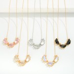 Wholesale dainty Chain Link Necklace Rhinestone Pendant L Extender L