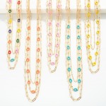 Set of 3 Dainty Chain Link Necklace With Enamel Detailing 

- Approximately 15-17" L
- Extender 3" L