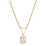 Wholesale dainty Layered Chain Link Necklace Princess Cut Rhinestone Pendant L E