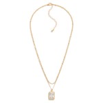 Wholesale dainty Layered Chain Link Necklace Princess Cut Rhinestone Pendant L E