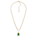 Wholesale dainty Layered Chain Link Necklace Princess Cut Rhinestone Pendant L E