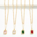Wholesale dainty Layered Chain Link Necklace Princess Cut Rhinestone Pendant L E