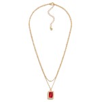 Wholesale dainty Layered Chain Link Necklace Princess Cut Rhinestone Pendant L E