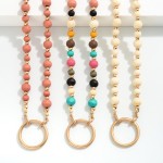 Wholesale wood Beaded Necklace Simple Metal Circle Pendant L Extender L